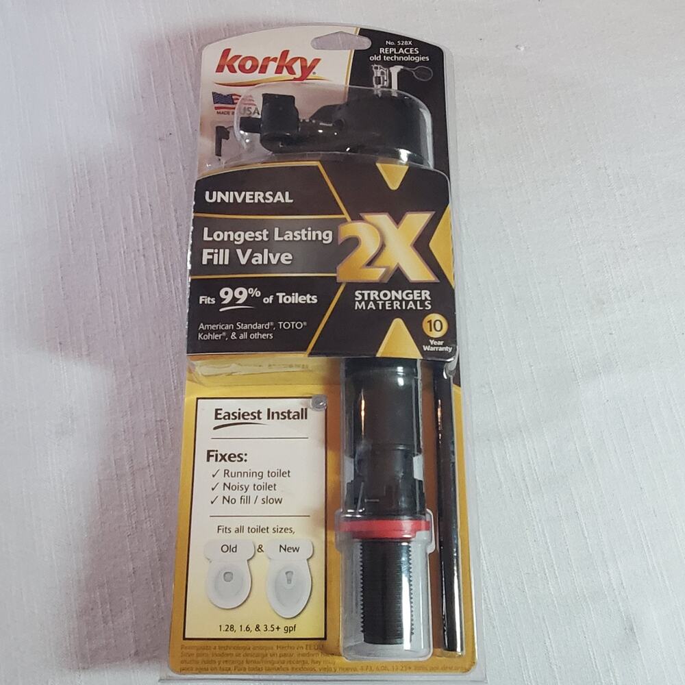 Korky QuietFILL 2X Long Life Toilet Fill Valve Universal Fits Most Toilets
